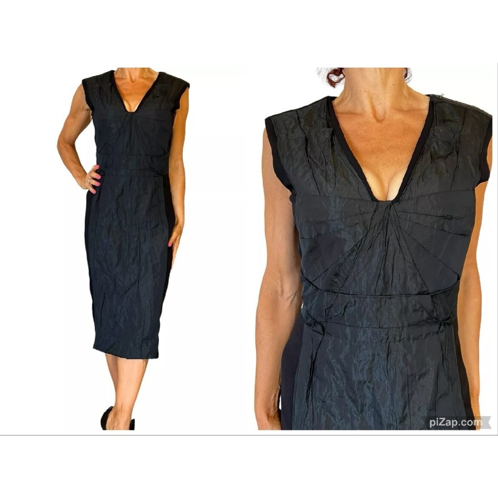 STRENESSE GABRIELE STREHLE WOMENS DRESS BLACK SHEATH COCKTAIL MIDI SLEEVELESS 6